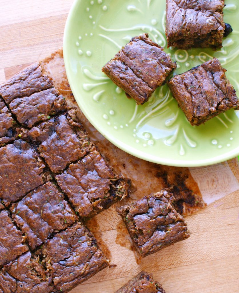 Almond butter chocolate chip zucchini banana bars