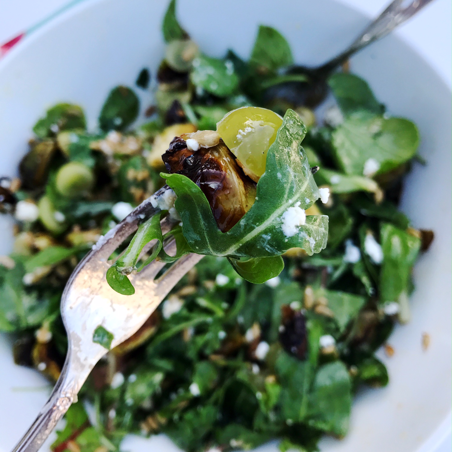 Roasted Brussels Sprouts & Baby Greens Salad