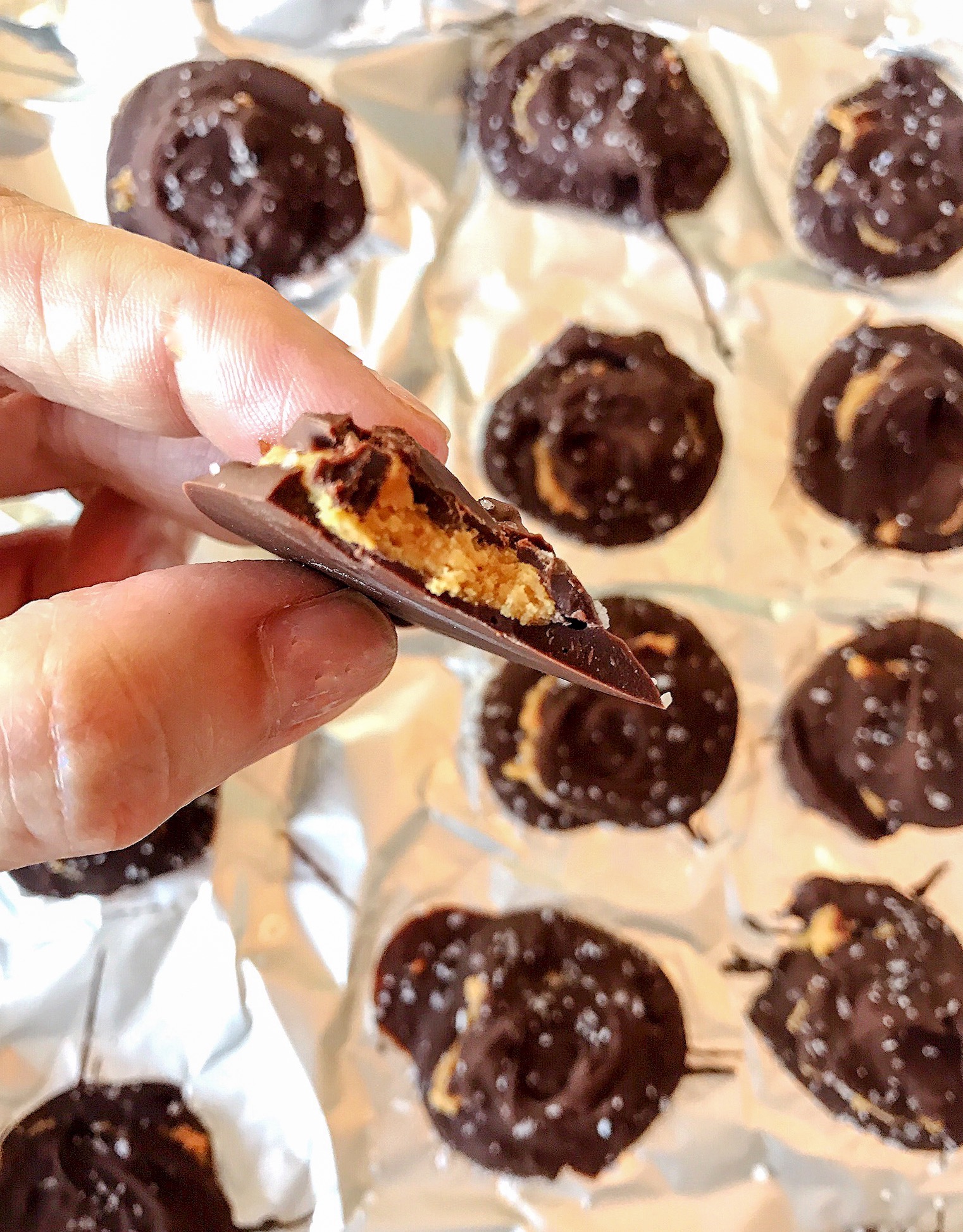 Super QUick Two Ingredients Chocolate Emergency Peanut Butter Patties