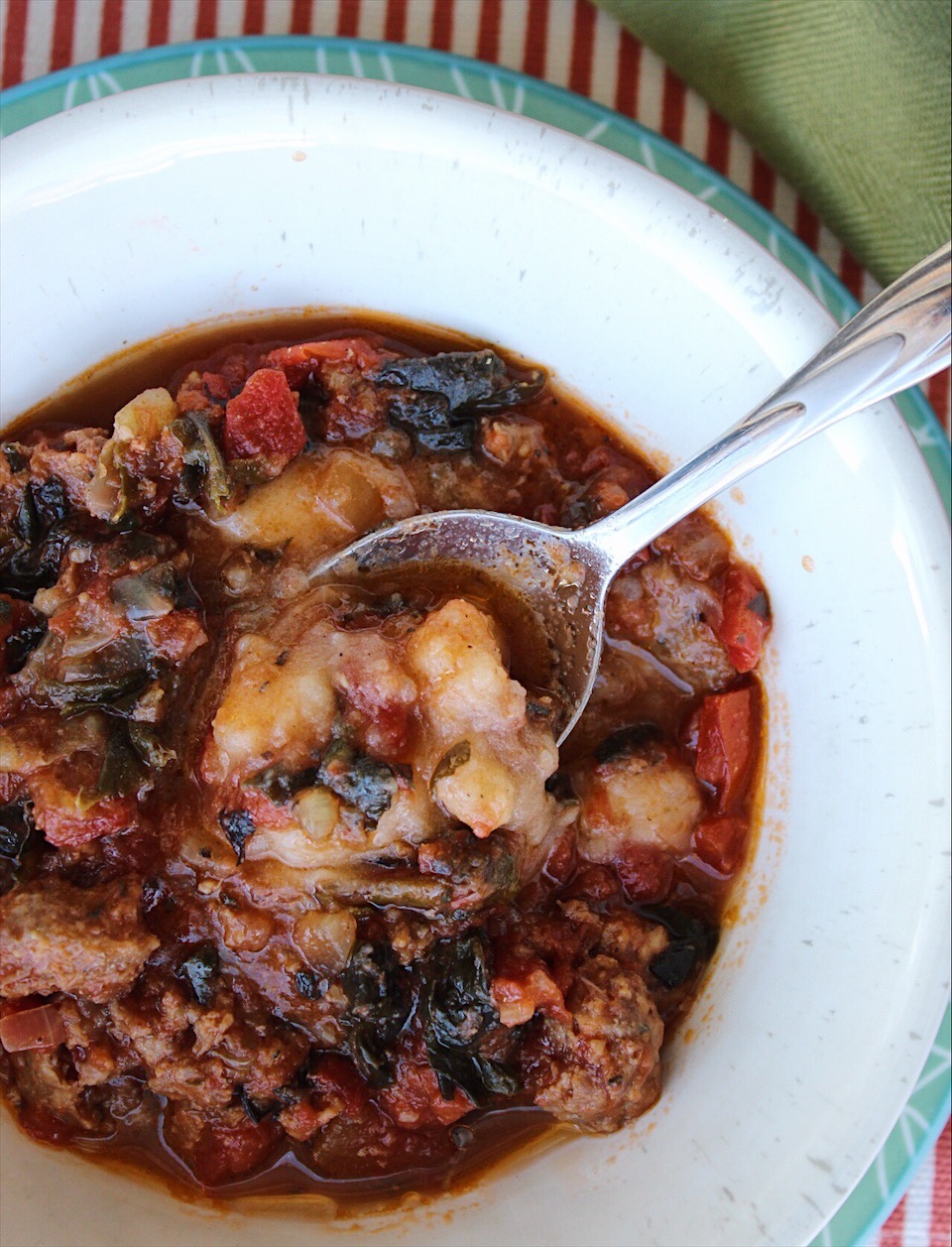 Slow cooker Swiss Chard and Sausage Stew